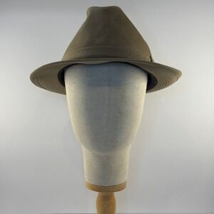 Vintage‎ London Fog Fedora Hat 7 1/8 | Khaki Cotton Twill | Classic Menswear